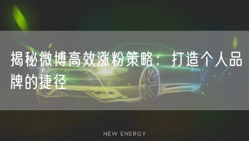 揭秘微博高效涨粉策略：打造个人品牌的捷径