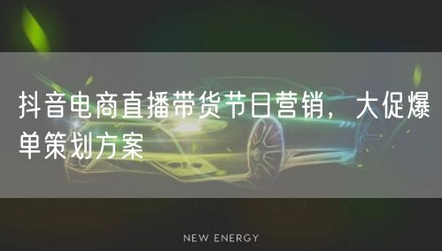 抖音电商直播带货节日营销，大促爆单策划方