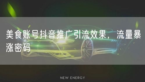 美食账号抖音推广引流效果，流量暴涨密码