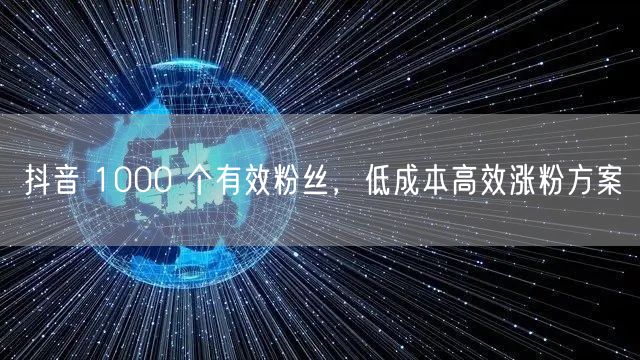 抖音 1000 个有效粉丝，低成本高效涨