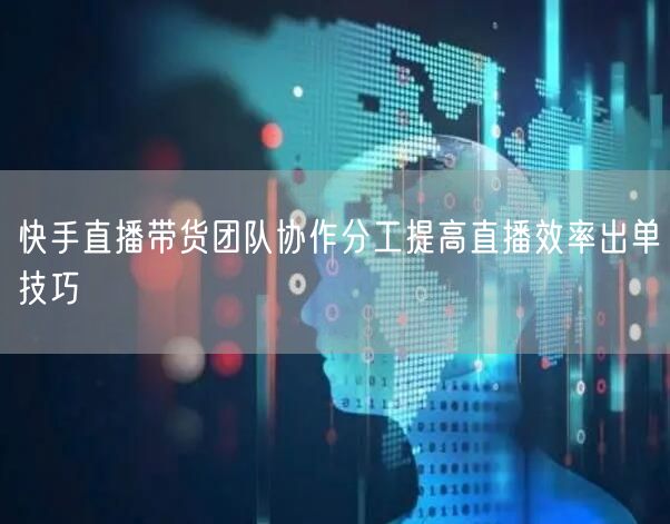 快手直播带货团队协作分工提高直播效率出单