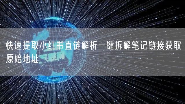快速提取小红书直链解析一键拆解笔记链接获
