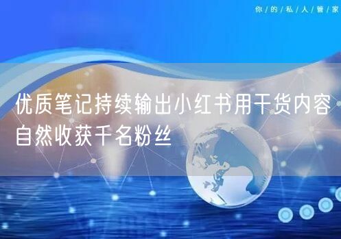 优质笔记持续输出小红书用干货内容自然收获