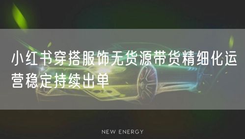 小红书穿搭服饰无货源带货精细化运营稳定持