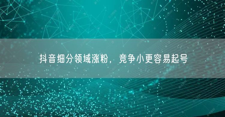 抖音细分领域涨粉，竞争小更容易起号